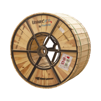 Carrete de 4 Kilómetros de Fibra Óptica Aérea (ADSS) G.652D Armada Anti Roedor, Dieléctrica, Monomodo 24 Hilos, Span 200 (Para instalaciones aéreas, en tubería o enterrado directo) | OC-ADSS-ARMD-24C/4KM