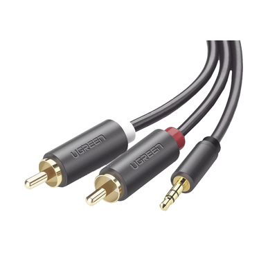 Cable Adaptador de 3.5mm Macho a 2 RCA Macho / 5 Metros (16.40 Pies) / Color Gris / Blindaje Múltiple / ABS / Alta Calidad | 10513