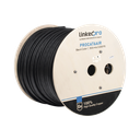 Bobina de Cable FTP con Mensajero de Acero de 305 Metros (1000 Pies) Cat6+ Calibre 23, Color Negro, para Aplicaciones en Video Vigilancia y Redes de Datos / Uso en Intemperie y Aplicaciones Aéreas | PRO-CAT-6-AIR