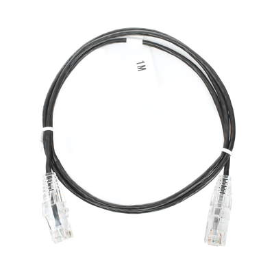 Cable de Parcheo Slim UTP Cat6 - 1 Metro (3.28 Pies), Negro, Diámetro Reducido (28 AWG) | LP-UT6-100-BK-28