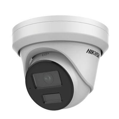 Turret IP 8 Megapixel (4K) / Lente 2.8 mm / 40 mts IR / Exterior IP67 / Micrófono Integrado / DARKFHGITER / Alarmas y Audio I/O / PoE / ONVIF / Micro SD / 4 Analíticos: AcuSense, Deteccion Facial, Conteo de Personas por Cruce y Zona | DS-2CD3386G2-IS(U)(H)