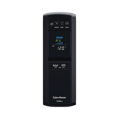 UPS de 1500 VA/900 W, Topología Línea Interactiva, Entrada 120 Vca NEMA 5-15P, Onda Senoidal Pura, Tipo Torre, Con 10 Tomas NEMA 5-15R | CP1500PFCLCDA