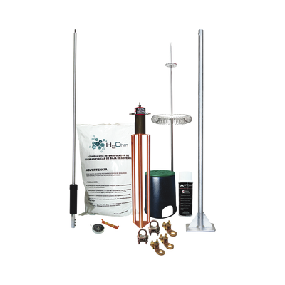 Kit de Pararrayo Dipolo con Electrodo y Accesorios de Instalación para Techo. | KIT-MASTER-DIPOLOV2