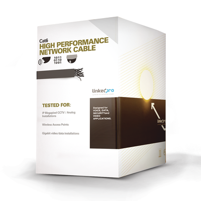 Bobina de Cable de 305 Metros (1000 Pies) Cat6 Aleación de Cobre y Aluminio (CCA), Color Negro Versión Económica. Uso en Interior. | PRO-CAT-6B