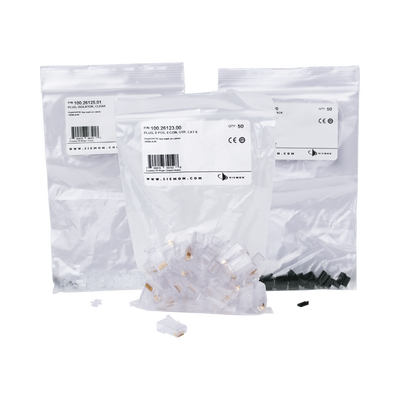 Plug RJ45 Cat6, Para Cable UTP Calibre 23 a 26 AWG, Chapado en Oro de 50 Micras, Bolsa con 50 Piezas | P6U-8-8