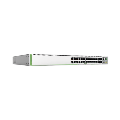 (GS980MX/28) Switch Stack L3, 24 puertos 10/100/1000-T, 4 Puertos SFP+ 10G, Fuente de poder fija | AT-GS980MX/28-10