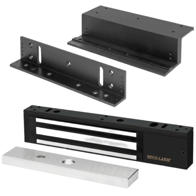 Kit Para Control de Acceso Incluye Chapa Magnética de 600 Lbs / Montaje En Z y L /  Uso Interior / Certificación UL / Color Negro / Diseño Elegante | E941SB600PQ/KITZ