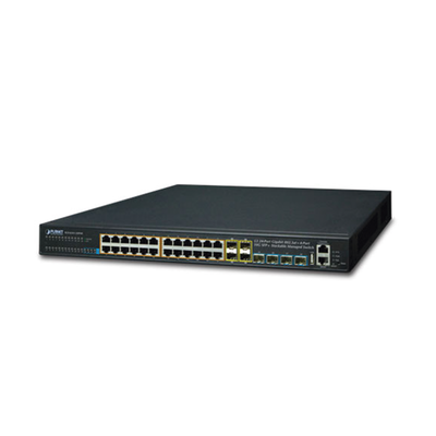 Switch Administrable Stacking Capa 3, 24 Puertos PoE 802.3af/at 10/100/1000T, Hasta 370 W,  4 Puertos 10G SFP+ | SGS-6341-24P4X