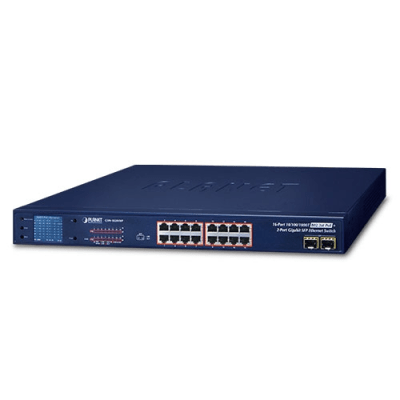 Switch No Administrable PoE+ Extender, Aislamiento VLAN de 16 Puertos Gigabit +, 2 Combo TP/SFP y Pantalla | GSW-1820VHP