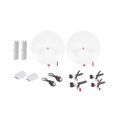 Kit completo de radio C5C con Antena TXP4865D34DP de 34 dBi, Frecuencia (4.9-6.5 GHz), para hasta 65 km, PoE, cable de alimentación y Jumpers Incluidos | C5C-TXP34-KIT