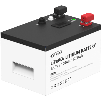 Batería de Litio LiFePO4 12.8Vcc, 100Ah, 1.28KwH, Pantalla LCD para Monitoreo Local, Carcasa Metálica | LFP100EP128V2