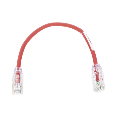 Cable de Parcheo UTP, Cat6A, Diámetro Reducido (28 AWG), CM/LSZH, Color Rojo, 20.3 cm (8 Pulgadas) | UTP28X8INRD