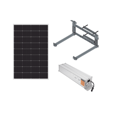 Kit  Solar para alimentar hasta 30W, Salida 12/24 Vcc,  Para alimentar camaras PTZ y Enlaces Punto a Punto, Panel Solar 180W, Bateria Litio 1280 Wh | KIT-EPIM-FVB