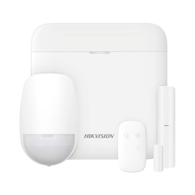 (AX PRO) KIT de Alarma AX PRO con GSM (3G/4G) / Incluye: 1 Hub con bateria de respaldo / 1 Sensor PIR / 1 Contacto Magnético / 1 Control Remoto / Wi-Fi / Compatible con Hik-Connect P2P | DS-PWA48-KS