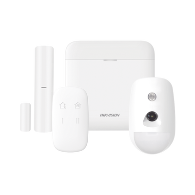 (AX PRO) KIT de Alarma AX PRO / Incluye: 1 Hub con bateria de respaldo / 1 Sensor PIR con Cámara / 1 Contacto Magnético / 1 Control Remoto / WiFi / Compatible con Hik-Connect P2P | DS-PWA48-K-CAM
