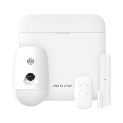 (AX PRO) KIT de Alarma AX PRO con GSM (3G/4G) / Incluye: 1 Hub / 1 Sensor PIR con Cámara / 1 Contacto Magnético / 1 Control Remoto / WiFi / Compatible con Hik-Connect P2P | DS-PWA48-KS-CAM