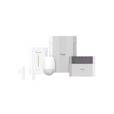 KIT Panel de Alarma HYBRID PRO / 1 Panel Híbrido / 1 Teclado LCD / 2 Contactos Magnéticos Inalámbricos / 1 PIR Inalámbrico | DS-PHA64-LP/RF