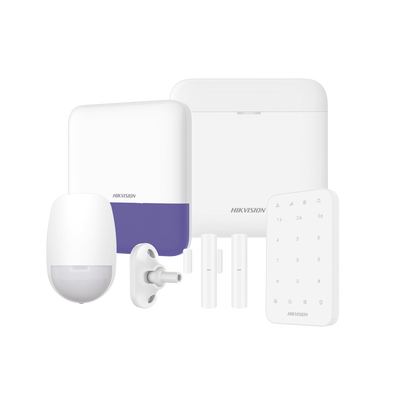 (AX PRO) KIT de Alarma AX PRO / Incluye: 1 Hub con bateria de respaldo / 1 Sensores PIR / 1 Montaje Universal para PIR / 2 Contactos Magnéticos / 1 Teclado / 1 Sirena Inalambrica Exterior / WiFi / Compatible con Hik-Connect P2P | AXPRO-KIT-KEYPAD