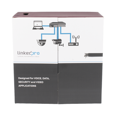 Bobina de Cable UTP 305 Metros (1000 Pies), Cat5e con Doble Forro, para Exterior, Climas Extremos, Color Negro | PRO-CAT-5-EXT-LITE-DJ