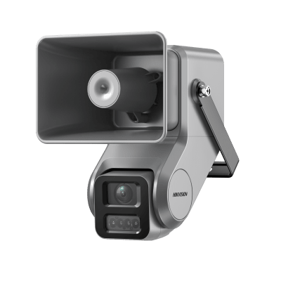 Cámara IP 4 Megapixel + Bocina IP Integrada / Lente Motorizado 2.8 a 12 mm / 7 Watts de Potencia / Exterior IP67 / PoE+ / Metal / DualLight (50 mts IR 20 mts Luz Blanca) /2 Micrófonos Integrados / MicroSD | DS-QACAM07G1-4LIZSU