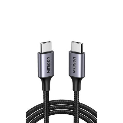 Cable USB-C a USB-C | 2 Metros (6.56 Pies) | Transferencia de Datos de 480 Mbps | Carga Rápida de Hasta 60W | QC 4.0/3.0/2.0 | PD3.0 | FPC | AFC | Protección Integrada | Caja de Aluminio | Nylon Trenzado | Color Negro | 50152