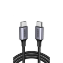 Cable USB-C a USB-C | 2 Metros (6.56 Pies) | Transferencia de Datos de 480 Mbps | Carga Rápida de Hasta 60W | QC 4.0/3.0/2.0 | PD3.0 | FPC | AFC | Protección Integrada | Caja de Aluminio | Nylon Trenzado | Color Negro | 50152