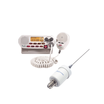 Kit de radio MRF45D | mas antena marina TX-1600-SYS. Incluye cable de 4.5 m con conectores PL-259 instalados y montaje en L | MRF45D/KIT1600