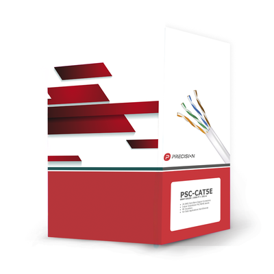 Bobina de Cable de UTP de 4 Pares Cat5e de 305 Metros (1000 Pies), 100% Cobre, PVC ROHS, Color Gris, 24 AWG, Uso en Interior, Para Aplicaciones de Voz, Datos y Video | PSC-CAT5E