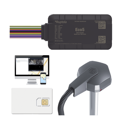 KIT Dispositivo de Rastreo Vehicular/ Sensor nivel de combustible cableado / Conectividad LTE Cat1 y LTE-M / BLE 5.0 / GNSS U-blox / Carcasa IP54 / Batería Interna de Respaldo / Detecta Interferencias / Incluye: EPCOMGPSCODE, TD6001000 y SIM500MB2Y | ECO5KITFUEL2