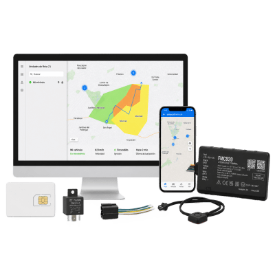 Kit Rastreador Vehicular 4G LTE CAT 1 y 2G/Bluetooth/Anualidad de SIM600MB1Y /Anualidad de EPCOMGPSCODE/ Relevador/boton SOS | FMC920KIT3