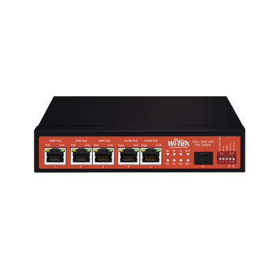 Controlador Solar de 15A con Switch PoE /  1 Puertos Gigabit PoE 802.3 bt / 2 Puertos PoE 802.3 af/at / 2 Puertos PoE Pasivo 24/48 Vcc / 1 Puerto SFP / No administrable | WI-PS306GF-UPS-15A