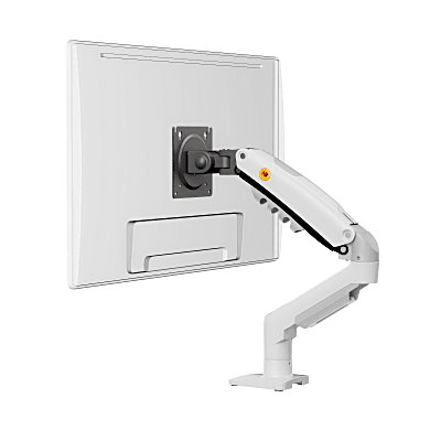 Brazo Ajustable para Monitor Ergonómico / Compatible con Monitores de 17" - 30" / Capacidad de Peso hasta 9 kg / Rotación 360° / Inclinación +85° a  -30° / Giro 180° / Ajuste de Resorte de Gas / Color Blanco | F80NBW