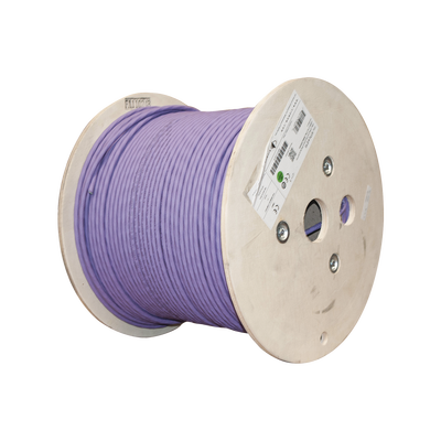 Bobina de Cable Blindado S/FTP de 4 Pares, Cat7A, Inmune a Ruido e Interferencias, LS0H (Bajo Humo, Cero Halógenos), Color Violeta, 305 Metros (1000 Pies) | 9T7L4-E10