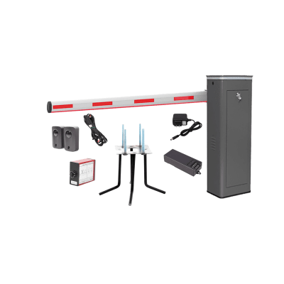 Kit COMPLETO Barrera Izquierda XBS Con Corona LED / Brazo Iluminado de 5M / Incluye Sensor de Masa, Transformador, Lazo Magnético, Ancla, Fotoceldas y 2 Controles Inalámbricos | KIT-XBS-3L-LED