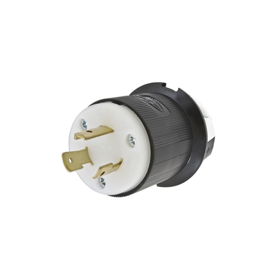 Clavija Industrial con Bloqueo de Media Vuelta / 20 A 250 V CA / 2 Polos 3 Hilos / Color Blanco y Negro / Nema L6-20P. | HUB-HBL-2321