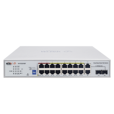Switch PoE / Administración en la nube / Con 4 puertos 10/100 Mbsp PoE af/at / 2 Puertos Uplink 10/100 MBPS /  Presupuesto 60 W / PoE hasta 250 metros / Soporta protocolo ONVIF | WI-PCES218GF