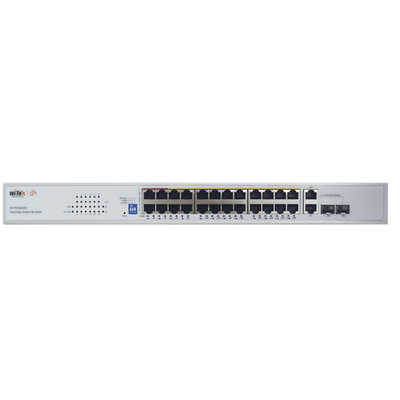 Switch PoE (802.3af/at/bt) / No administrable de largo alcance / Hasta 250m / Con 24 x 10/100Mbps + 2 x SFP Gigabit Combo / 250 W | WI-PCES226GF
