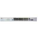 Switch PoE (802.3af/at/bt) / No administrable de largo alcance / Hasta 250m / Con 24 x 10/100Mbps + 2 x SFP Gigabit Combo / 250 W | WI-PCES226GF