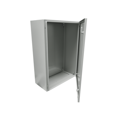 Gabinete de Acero IP66 Uso en Intemperie (400 x 600 x 200 mm) con Placa Trasera Interior Metálica y Compuerta Inferior Atornillable (Incluye Chapa y Llave). | PST-4060-20A