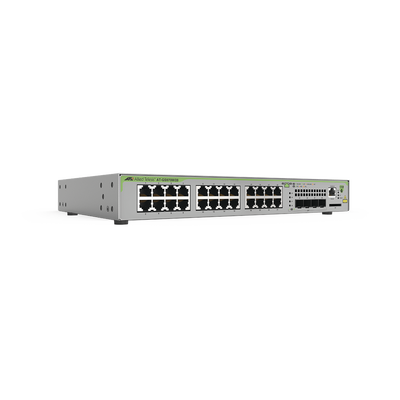Switch Administrable CentreCOM GS970M, Capa 3 de 24 Puertos 10/100/1000 Mbps + 4 SFP Gigabit | AT-GS970M/28-10