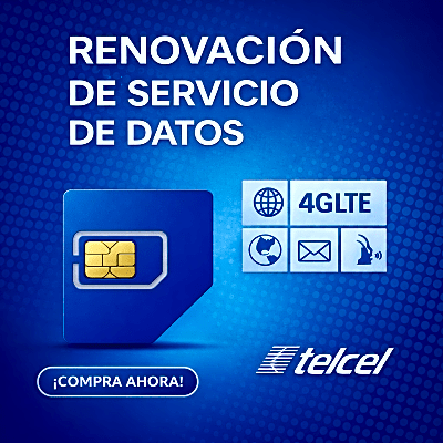 Renovación de plan anual de servicio de 10GB para SIM TELCEL | RSIM10GBTELCEL