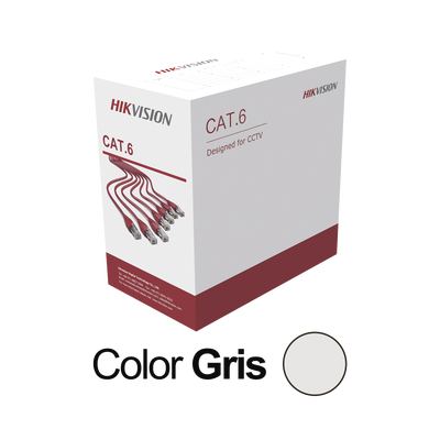 Bobina de cable UTP 305 mts / Cat6 (23 AWG) / Color Gris / PVC (CM) / Uso en Interior / 100% Cobre / Aplicaciones de CCTV y Redes de Datos | DS-1LN6U-G