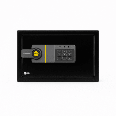 Caja Fuerte Electrónica Residencial / Sistema de Apertura por Código 3-8 Dígitos / Llave de Emergencia / Bloqueo de Seguridad 5 Minutos / Indicadores LED / Alimentación 4 Pilas AA / Garantía 1 Año | MX86975