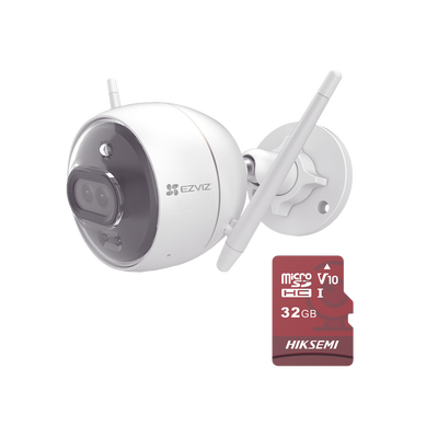 Kit de Camara WiFi y Memoria Micro SD / Incluye 1 Pieza C3X y 1 Memoria MicroSD 32GB / Audio de Dos Vías / Colores en Oscuridad / Detección Humana y de Vehículo | C3X/KM