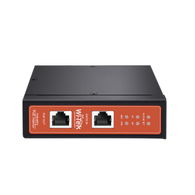 Inyector PoE Industrial / DC entrada 12-57V / PoE salida de Hasta 90W / Carcasa de Metal / Riel DIN / Aplicaciones CCTV | WIPOE58BTIDC