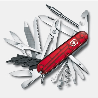 Navaja Multifunción Cyber Tool L / 39 Herramientas Profesionales / Para Técnicos Digitales / Llave Tuercas Tecnológica / Dados Hexagonales D-SUB / Set Bits Phillips-Torx-Hex / ABS-Cellidor Rojo / Fabricación Suiza | 1.7775.T