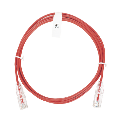 Cable de Parcheo Slim UTP Cat6 - 2 Metros (6.56 Pies) Rojo Diámetro Reducido (28 AWG) | LP-UT6-200-RD-28