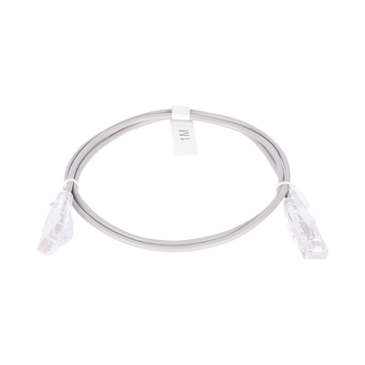 Cable de Parcheo Slim UTP Cat6 - 1 Metro (3.28 Pies), Gris, Diámetro Reducido (28 AWG) | LP-UT6-100-GY28