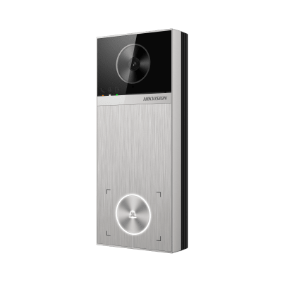 Videoportero / 4 Megapixel / Ángulo de Visión 150° / Control de 2 Cerraduras / Desbloqueo por Tarjeta, Hik-Connect y Estación Interior / IP65 / PoE IEEE802.3at / Compatibilidad ONVIF / H.265 | DS-KV6114-ME1