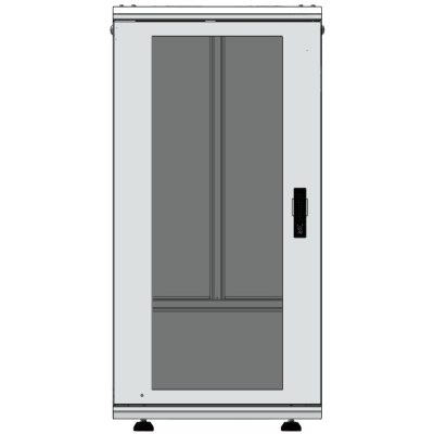 Gabinete Rack 24 Unidades / 19 Pulgadas / Puerta de Cristal / Piso / Acero Calibres 16-18-20 / 750 Kg Carga / 600x605x1190 mm (23.6x23.8x46.9 in) / Vidrio con Cerradura | LES-60-60-24UGW